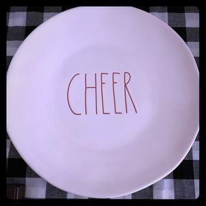 Rae Dunn lrg White red CHEER plate